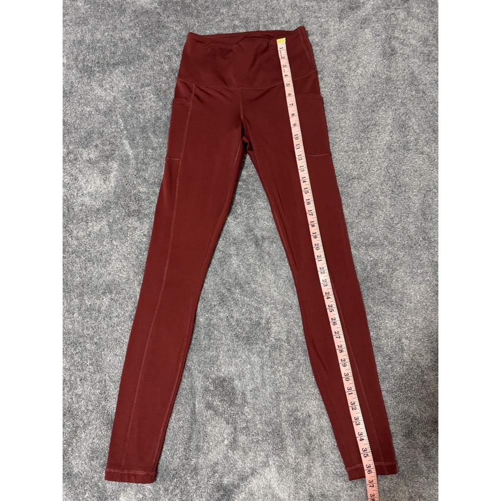 90 Degree by Reflex Womens High Waist Leggings Burgundy Maroon Side Pockets‎ XS - Picture 5 of 7